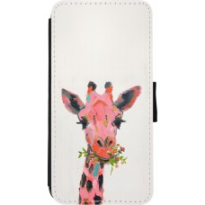 Coque iPhone 7 / 8 / SE (2020, 2022) - Wallet noir Pink Girafe Paint