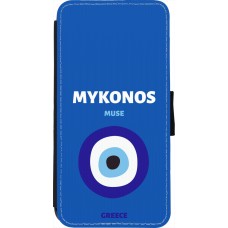 Coque iPhone 7 / 8 / SE (2020, 2022) - Wallet noir Pop Summer Destination Mykonos