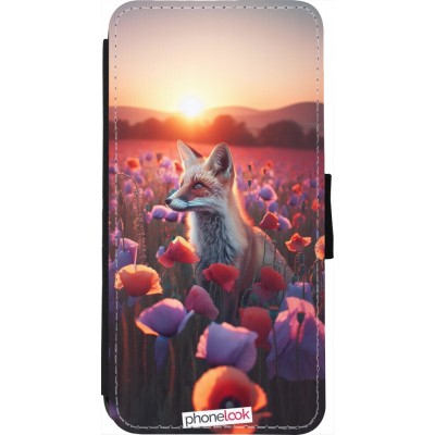 Coque iPhone 7 / 8 / SE (2020, 2022) - Wallet noir Renard pourpre au crépuscule