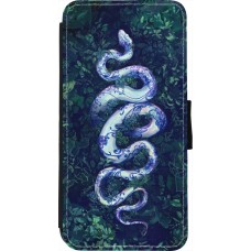 Coque iPhone 7 / 8 / SE (2020, 2022) - Wallet noir Serpent Blue Anaconda