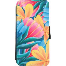 Coque iPhone 7 / 8 / SE (2020, 2022) - Wallet noir Spring 23 colorful flowers