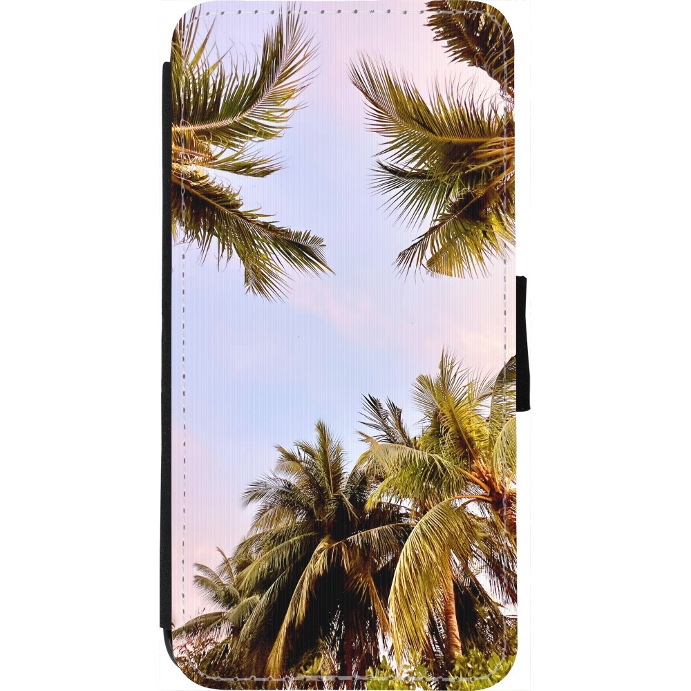 Coque iPhone 7 / 8 / SE (2020, 2022) - Wallet noir Summer 2023 palm tree vibe