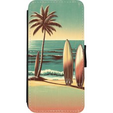 Coque iPhone 7 / 8 / SE (2020, 2022) - Wallet noir Surf Paradise