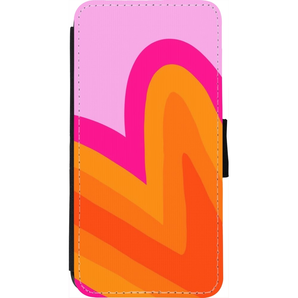 Coque iPhone 7 / 8 / SE (2020, 2022) - Wallet noir Valentine 2024 heart gradient