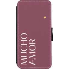 Coque iPhone 7 / 8 / SE (2020, 2022) - Wallet noir Valentine 2024 mucho amor rosado