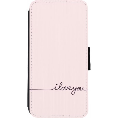 Coque iPhone 7 / 8 / SE (2020, 2022) - Wallet noir Valentine 2023 i love you writing