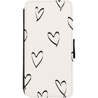 Coque iPhone 7 / 8 / SE (2020, 2022) - Wallet noir Valentine 2023 minimalist hearts