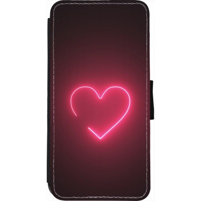 Coque iPhone 7 / 8 / SE (2020, 2022) - Wallet noir Valentine 2023 single neon heart