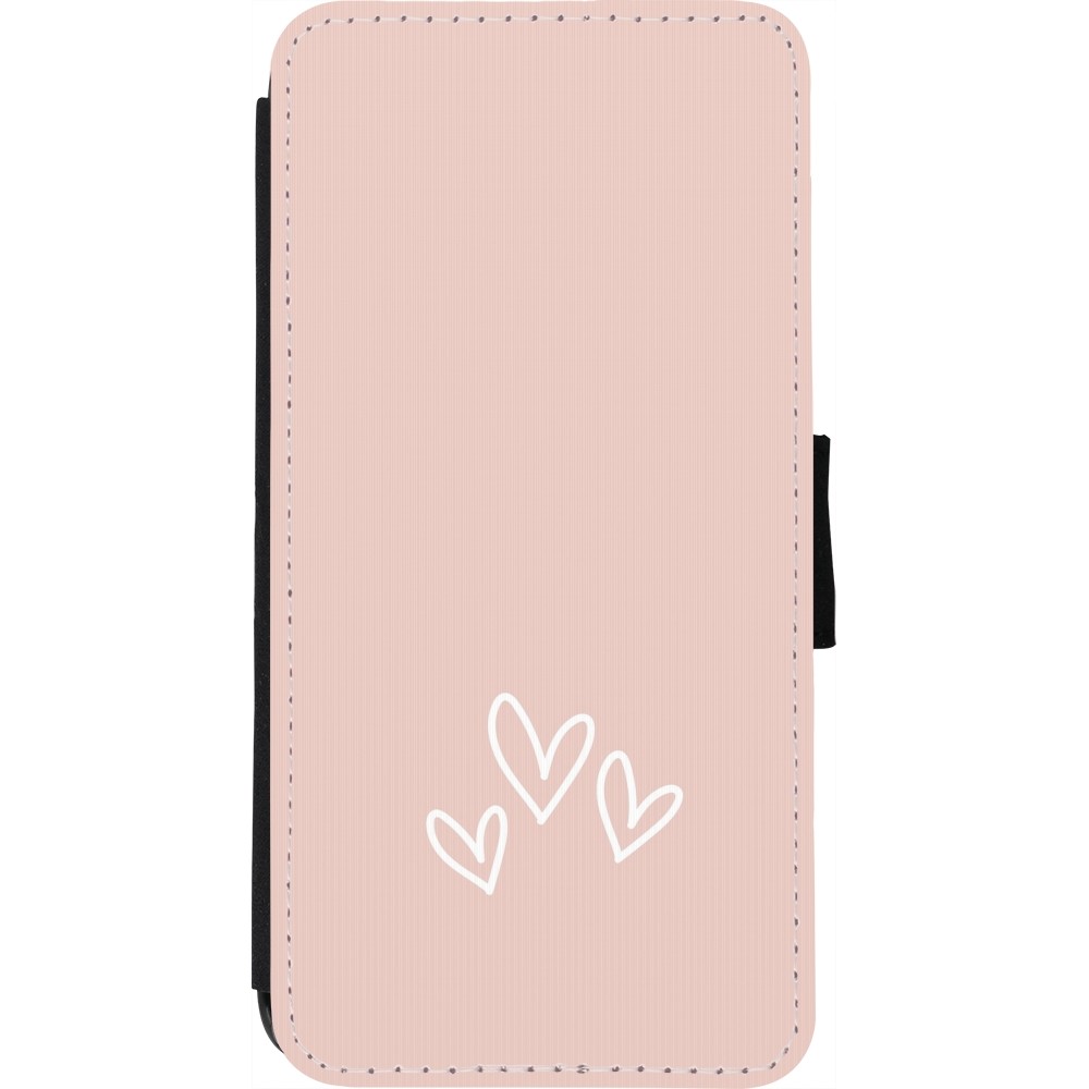 Coque iPhone 7 / 8 / SE (2020, 2022) - Wallet noir Valentine 2023 three minimalist hearts