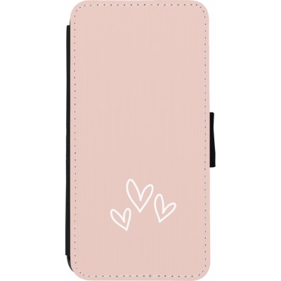 Coque iPhone 7 / 8 / SE (2020, 2022) - Wallet noir Valentine 2023 three minimalist hearts