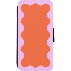 Coque iPhone 7 / 8 / SE (2020, 2022) - Wallet noir Wavy Rectangle Orange Pink