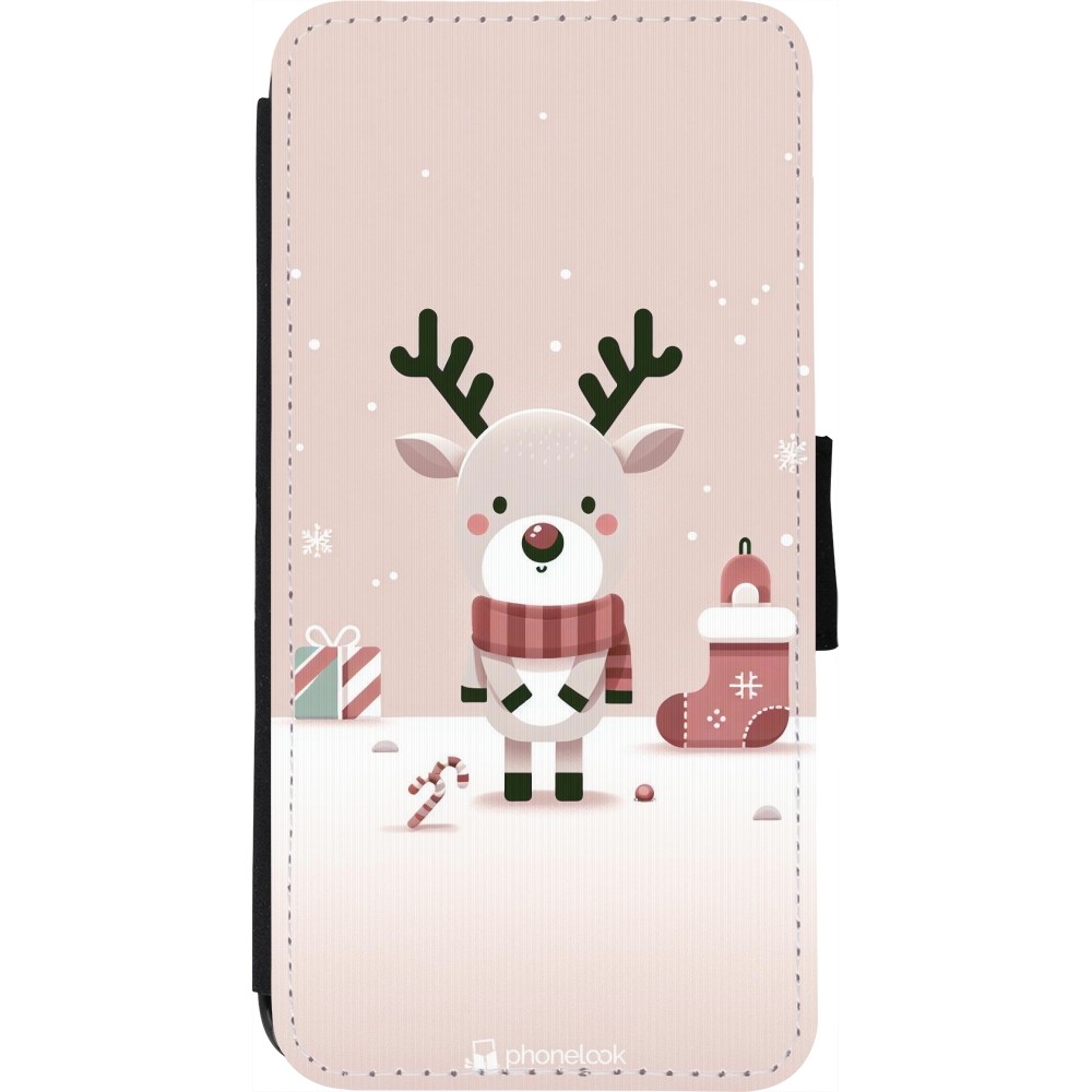 Coque iPhone 7 / 8 / SE (2020, 2022) - Wallet noir Noël 2023 Choupinette Renne