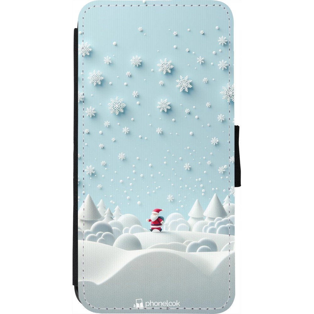 Coque iPhone 7 / 8 / SE (2020, 2022) - Wallet noir Noël 2023 Petit Père Flocon