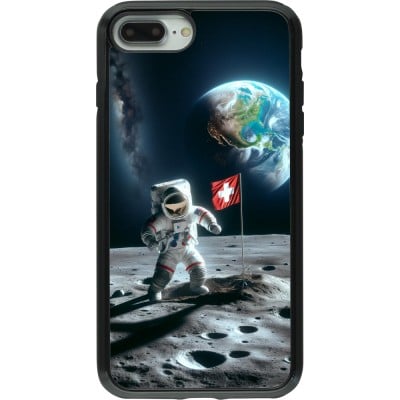 Coque iPhone 7 Plus / 8 Plus - Hybrid Armor noir Astro Suisse sur lune