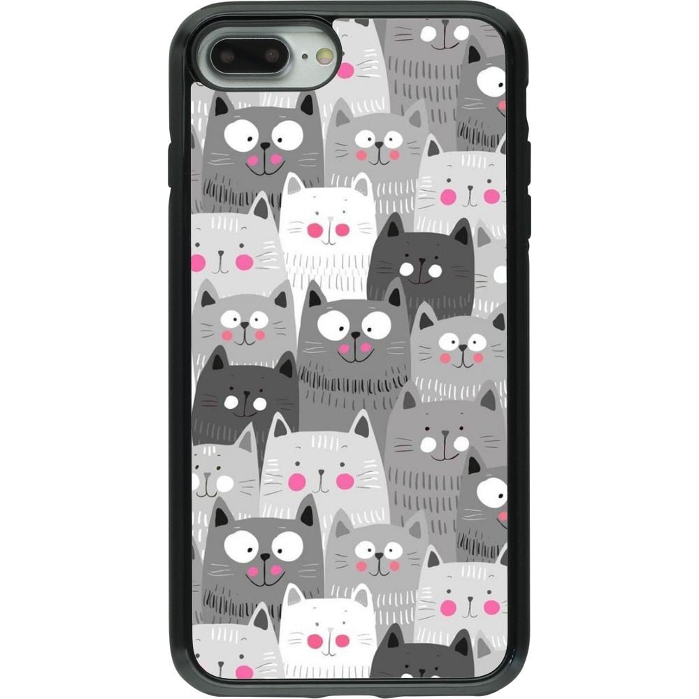 Coque iPhone 7 Plus / 8 Plus - Hybrid Armor noir Chats gris troupeau