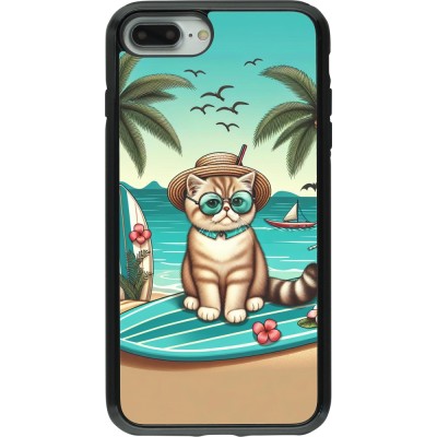 Coque iPhone 7 Plus / 8 Plus - Hybrid Armor noir Chat Surf Style