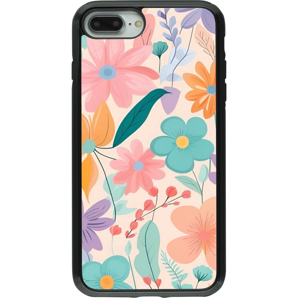 Coque iPhone 7 Plus / 8 Plus - Hybrid Armor noir Easter 2024 spring flowers