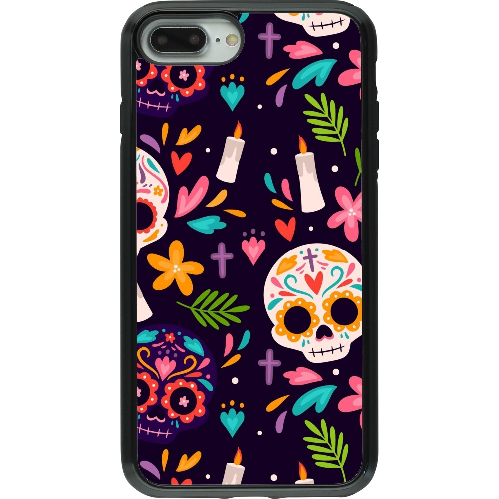 Coque iPhone 7 Plus / 8 Plus - Hybrid Armor noir Halloween 2023 mexican style