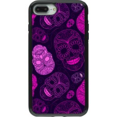 Coque iPhone 7 Plus / 8 Plus - Hybrid Armor noir Halloween 2023 pink skulls