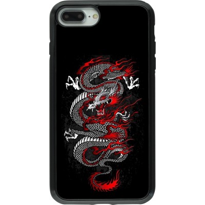 Coque iPhone 7 Plus / 8 Plus - Hybrid Armor noir Japanese style Dragon Tattoo Red Black