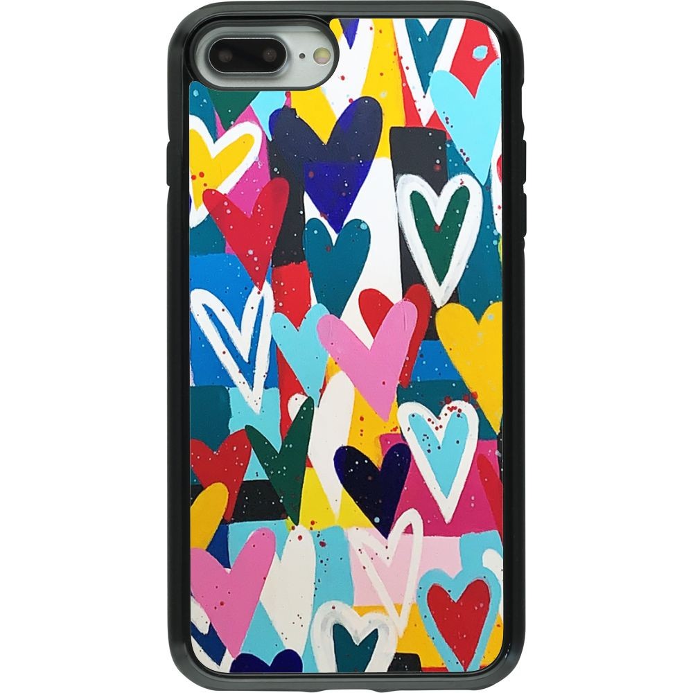 Coque iPhone 7 Plus / 8 Plus - Hybrid Armor noir Joyful Hearts