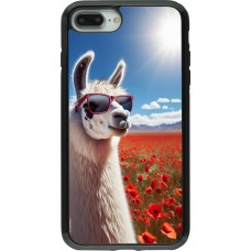 Coque iPhone 7 Plus / 8 Plus - Hybrid Armor noir Lama Chic en Coquelicot