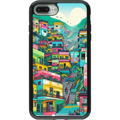 Coque iPhone 7 Plus / 8 Plus - Hybrid Armor noir Medellin Comuna 13 Art