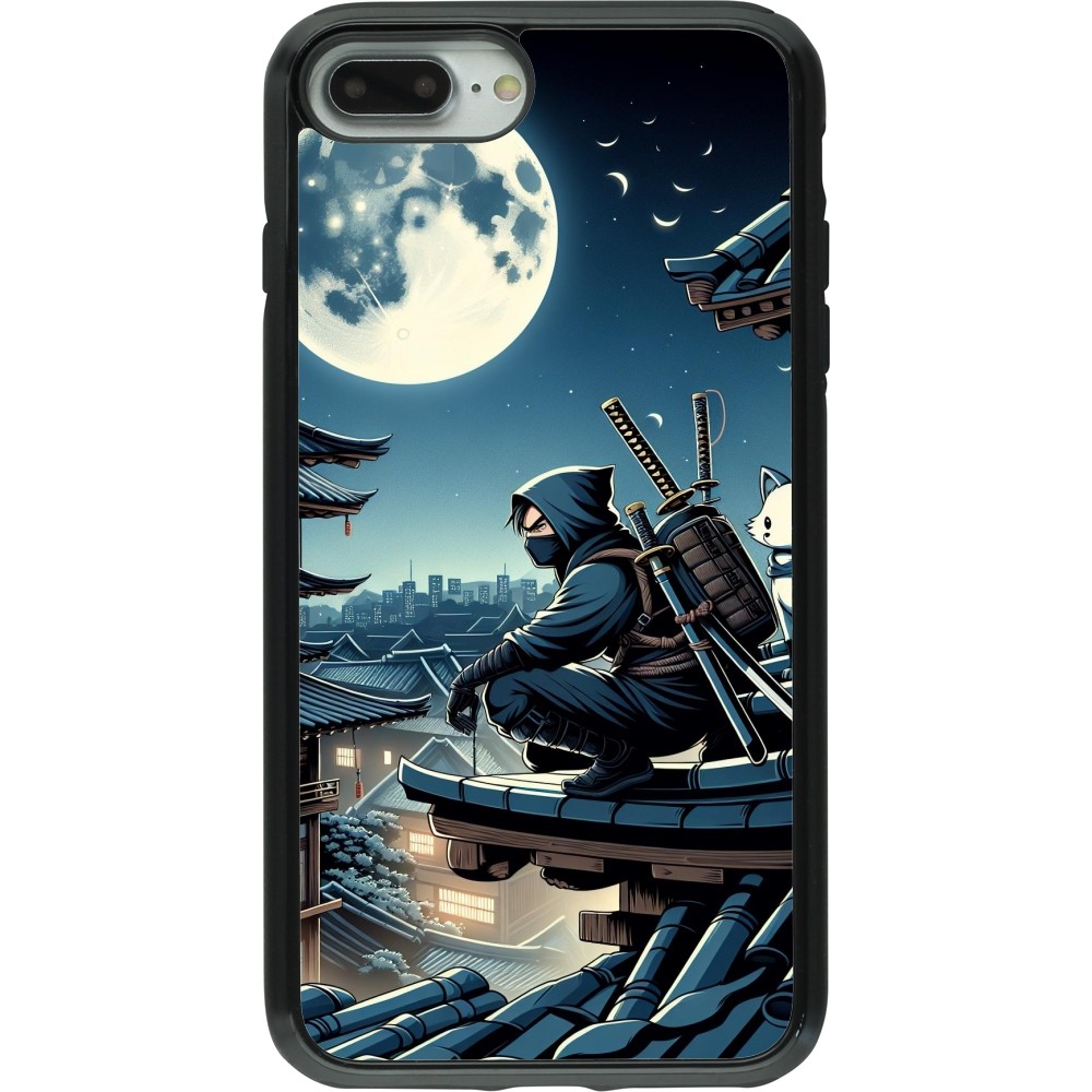 Coque iPhone 7 Plus / 8 Plus - Hybrid Armor noir Ninja sous la lune