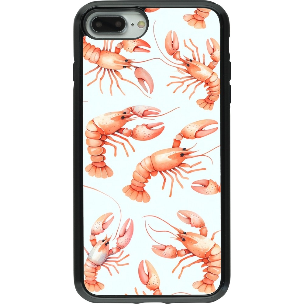 Coque iPhone 7 Plus / 8 Plus - Hybrid Armor noir Pattern de homards pastels