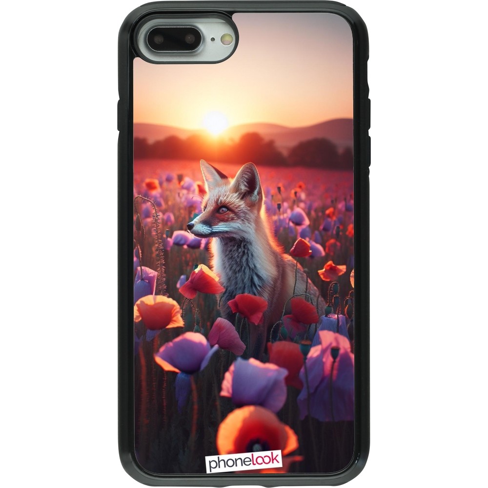 Coque iPhone 7 Plus / 8 Plus - Hybrid Armor noir Renard pourpre au crépuscule