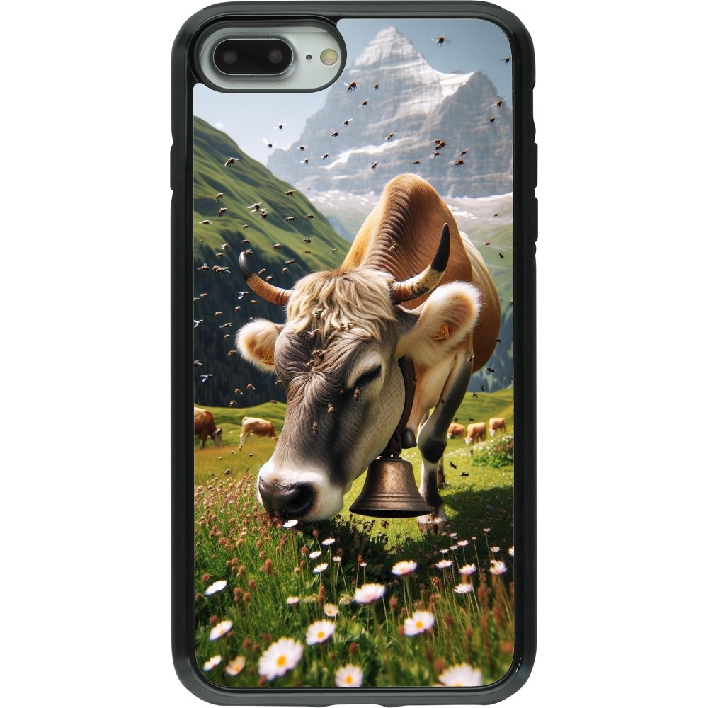 Coque iPhone 7 Plus / 8 Plus - Hybrid Armor noir Vache montagne Valais