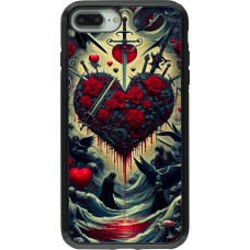 Coque iPhone 7 Plus / 8 Plus - Hybrid Armor noir Dark Love Coeur Sang