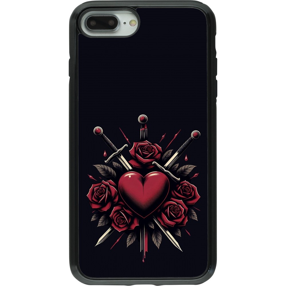 Coque iPhone 7 Plus / 8 Plus - Hybrid Armor noir Valentine 2024 gothic love