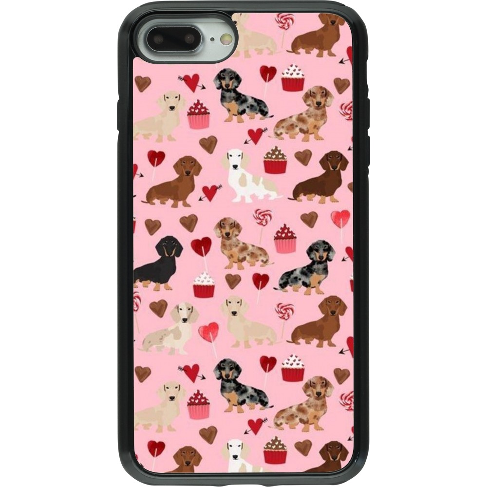 Coque iPhone 7 Plus / 8 Plus - Hybrid Armor noir Valentine 2024 puppy love