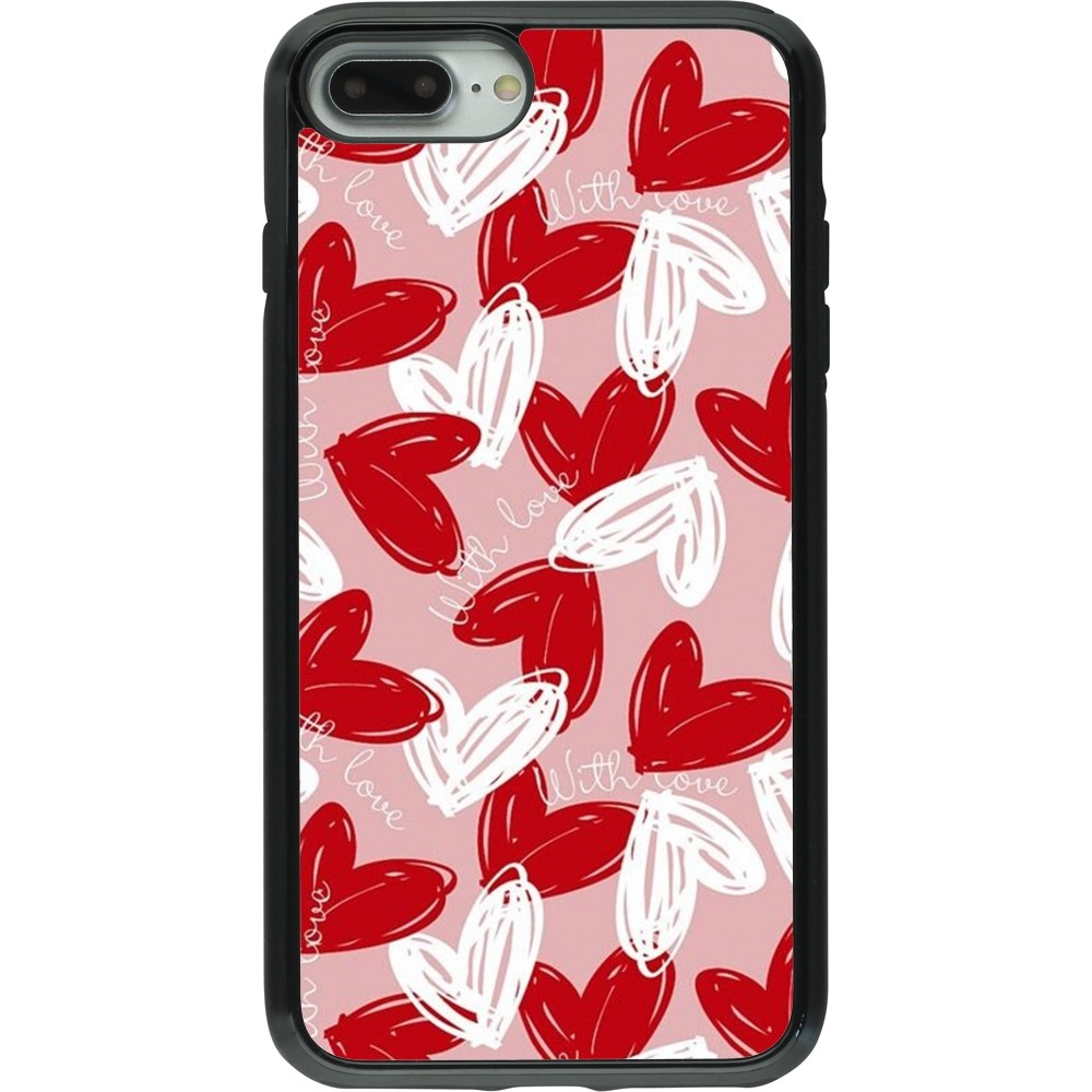 Coque iPhone 7 Plus / 8 Plus - Hybrid Armor noir Valentine 2024 with love heart