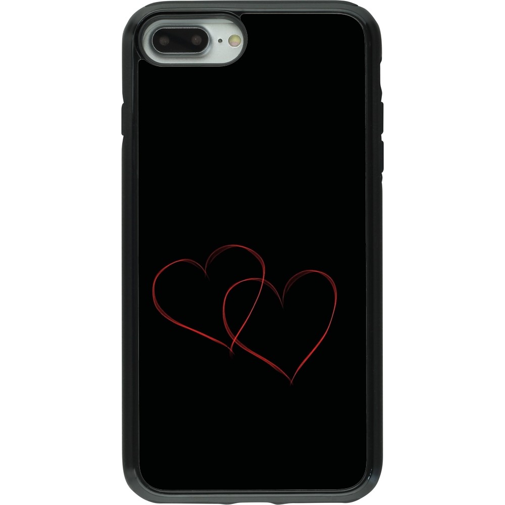 Coque iPhone 7 Plus / 8 Plus - Hybrid Armor noir Valentine 2023 attached heart