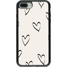 Coque iPhone 7 Plus / 8 Plus - Hybrid Armor noir Valentine 2023 minimalist hearts