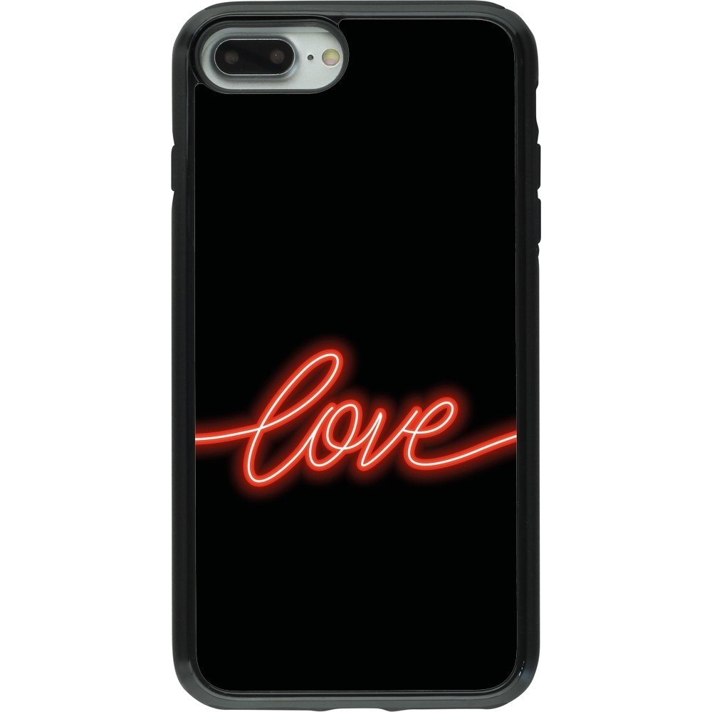 Coque iPhone 7 Plus / 8 Plus - Hybrid Armor noir Valentine 2023 neon love