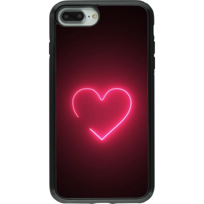 Coque iPhone 7 Plus / 8 Plus - Hybrid Armor noir Valentine 2023 single neon heart