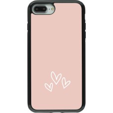 Coque iPhone 7 Plus / 8 Plus - Hybrid Armor noir Valentine 2023 three minimalist hearts