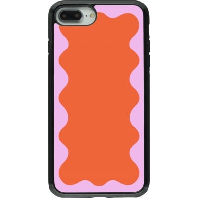 Coque iPhone 7 Plus / 8 Plus - Hybrid Armor noir Wavy Rectangle Orange Pink