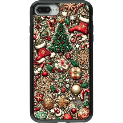 Coque iPhone 7 Plus / 8 Plus - Hybrid Armor noir Noël 2023 micro pattern