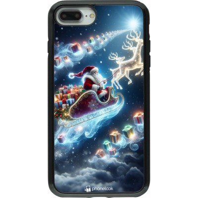 Coque iPhone 7 Plus / 8 Plus - Hybrid Armor noir Noël 2023 Père Noël enchanté