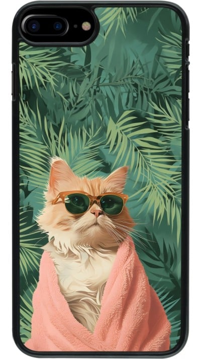 Coque iPhone 7 Plus / 8 Plus - Cat Summer Palms