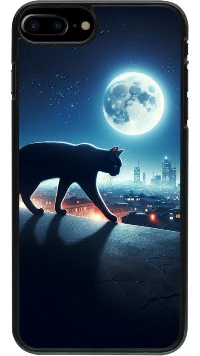 Coque iPhone 7 Plus / 8 Plus - Chat noir sous la pleine lune