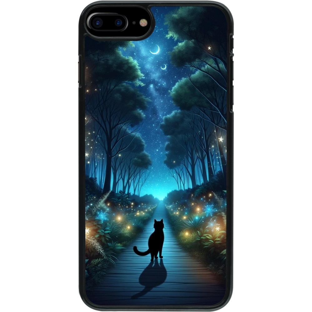 Coque iPhone 7 Plus / 8 Plus - Chat noir promenade