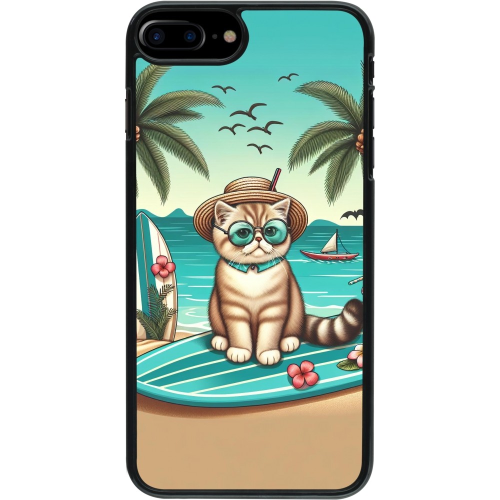 Coque iPhone 7 Plus / 8 Plus - Chat Surf Style