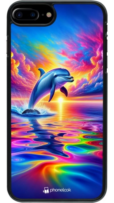 Coque iPhone 7 Plus / 8 Plus - Dauphin arc-en-ciel heureux