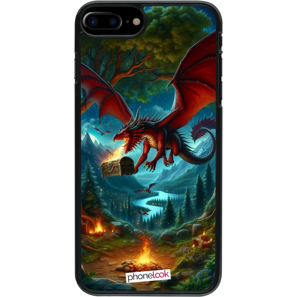 Coque iPhone 7 Plus / 8 Plus - Dragon Volant Forêt Trésor