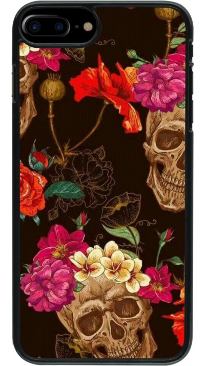 Coque iPhone 7 Plus / 8 Plus - Skulls and flowers